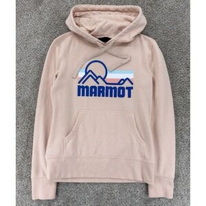 Marmot Coastal Fleece Hoodie Womens Size Medium Peach Pouch-Pocket Pullover
